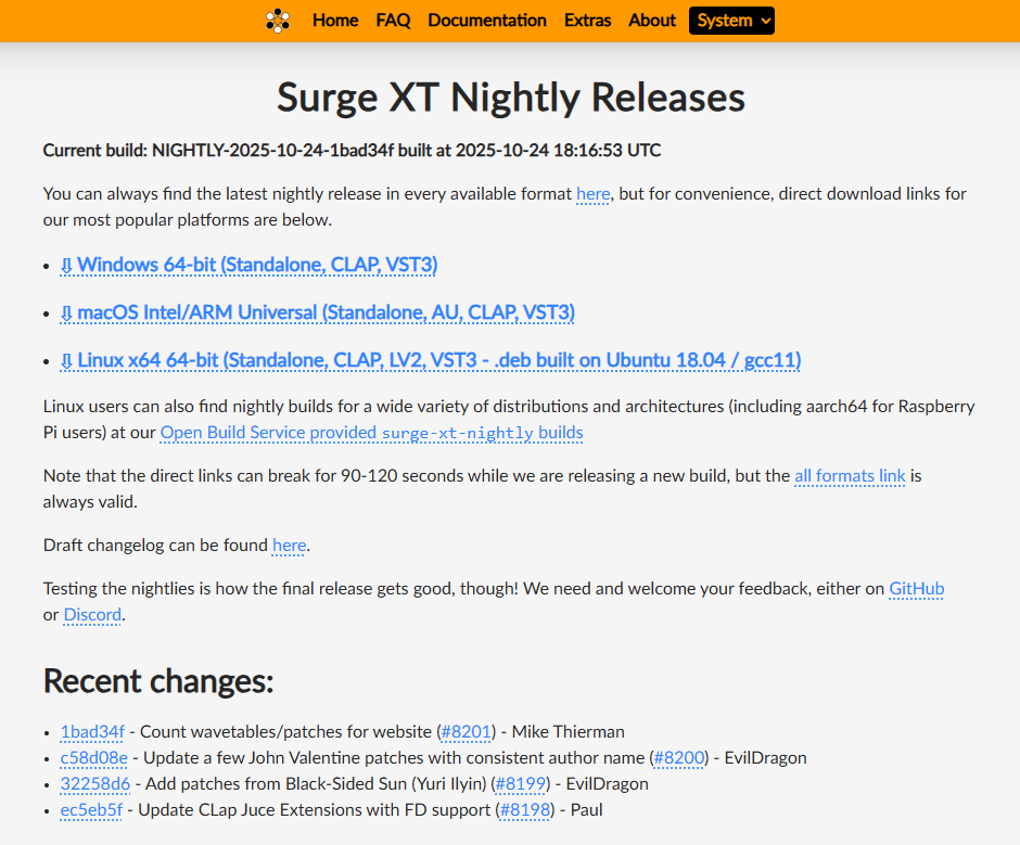 Surge XT – patches contributed – mirrorhe[art]